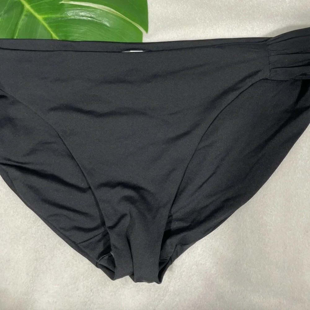 NEW $44 Becca Color Code Shirred‎ Black Bikini Bottoms [ SZ XL ] #3988